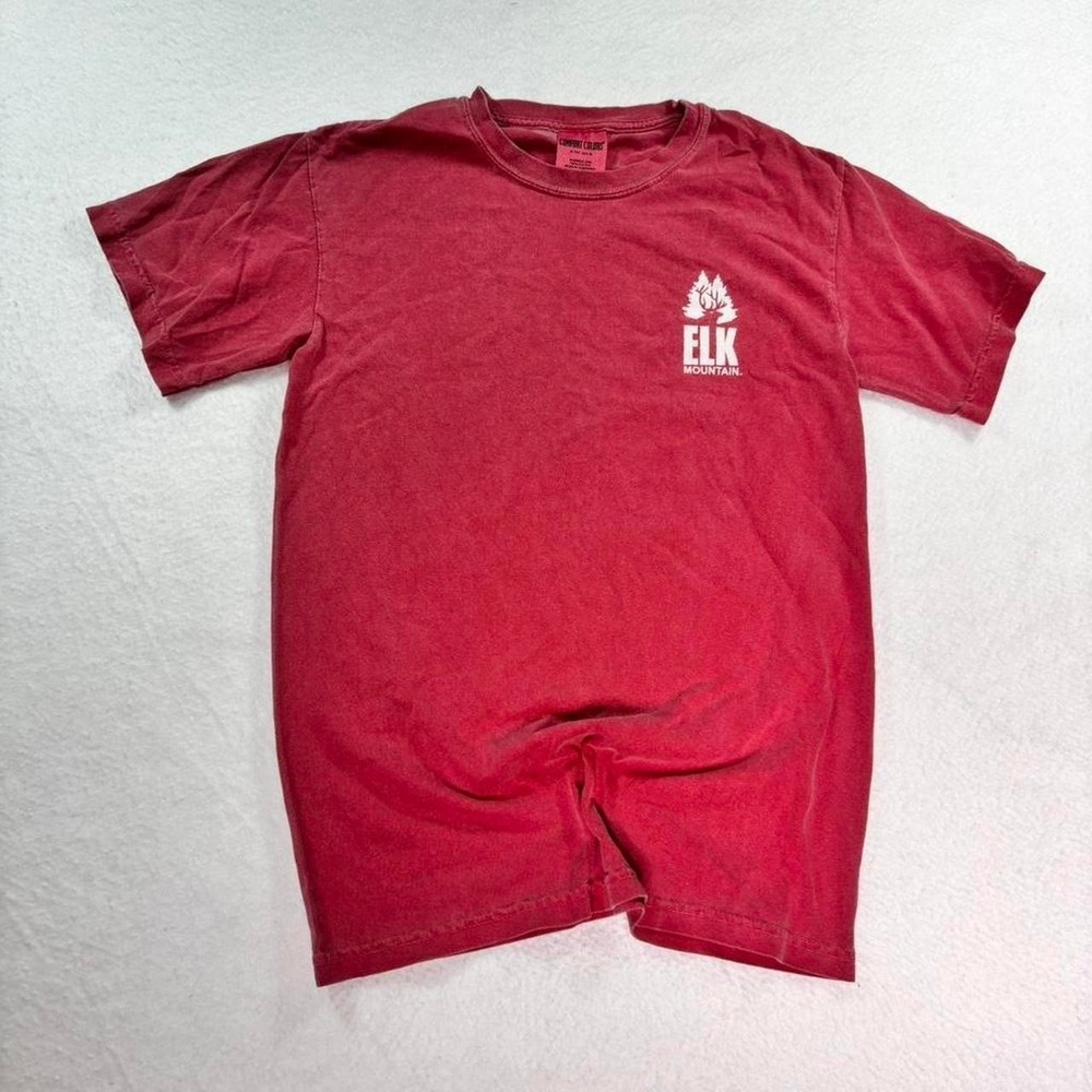 Comfort Colors Elk Mountain Trails Graphic T Shirt Faded Red Outdoor Tee S
